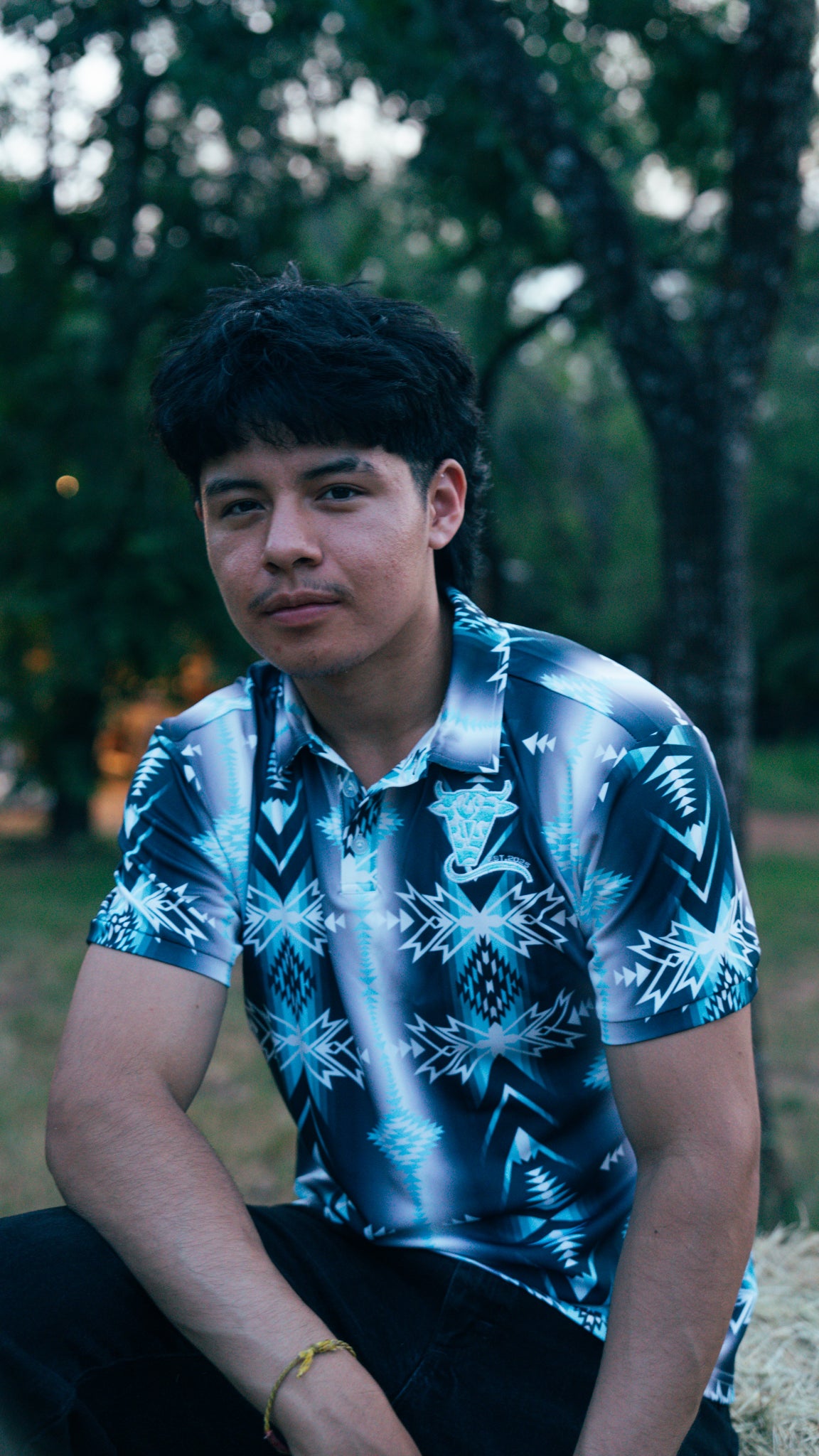 blue and white POLO
